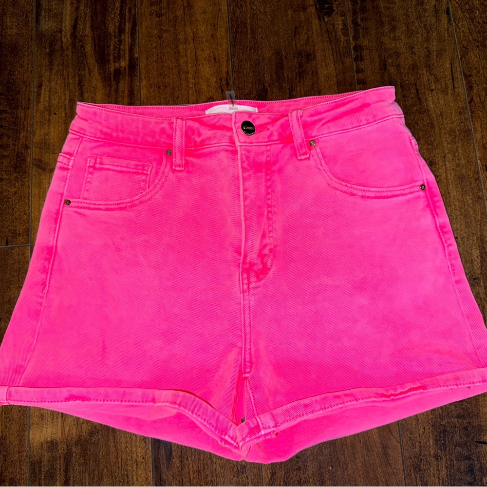 High Waist Pink Denim Shorts